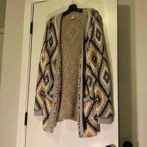 Roxy yellow, grey, and black cardigan